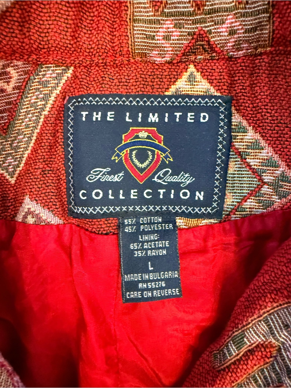 VTG The Limited Collection Tapestry Jacket Aztec Southwestern Red Boho Coat L - Picture 2 of 13